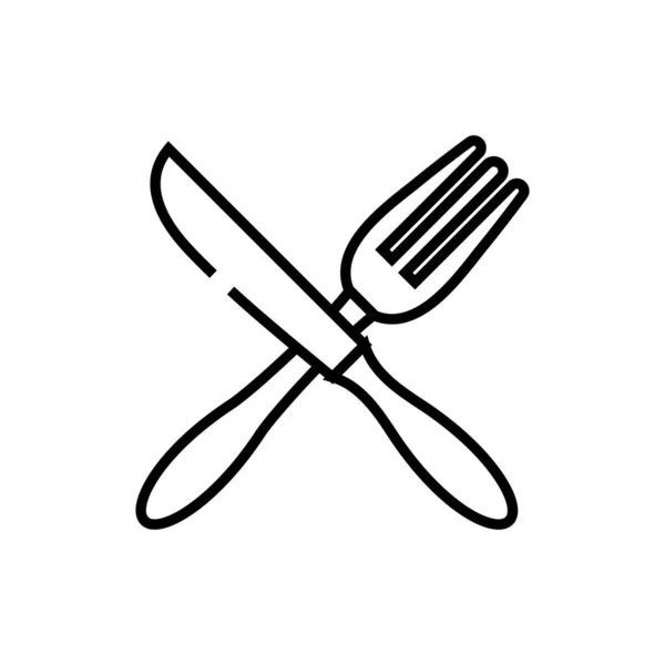 Icona linea cucchiaio e forchetta, segno concettuale, illustrazione vettoriale contorno, simbolo lineare . — Vettoriale Stock