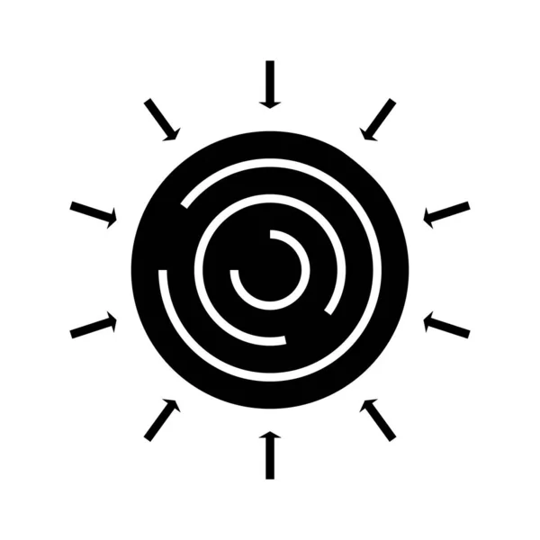 Info-Zyklus schwarzes Symbol, Konzept-Illustration, Vektor flaches Symbol, Glyphen-Zeichen. — Stockvektor