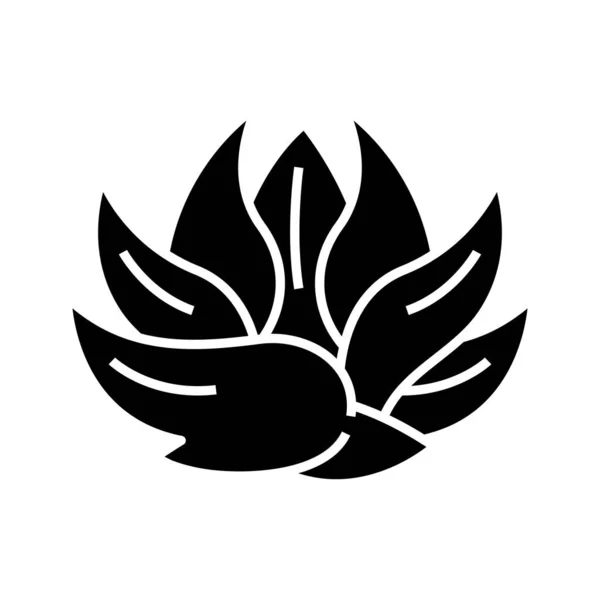 Lótusz növény fekete ikon, koncepció illusztráció, vektor lapos szimbólum, jel. — Stock Vector