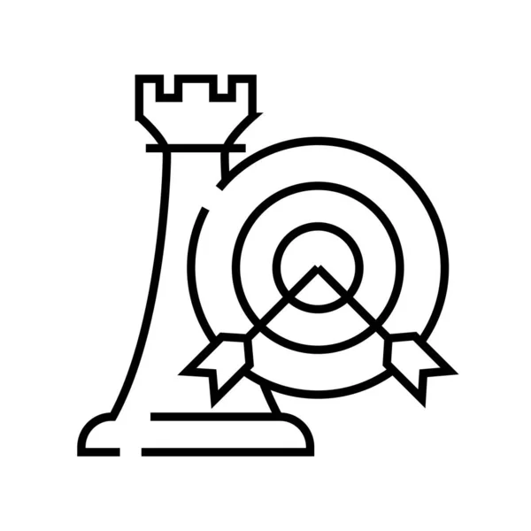 Strategisches Zielliniensymbol, Konzeptzeichen, Umrissvektorillustration, lineares Symbol. — Stockvektor