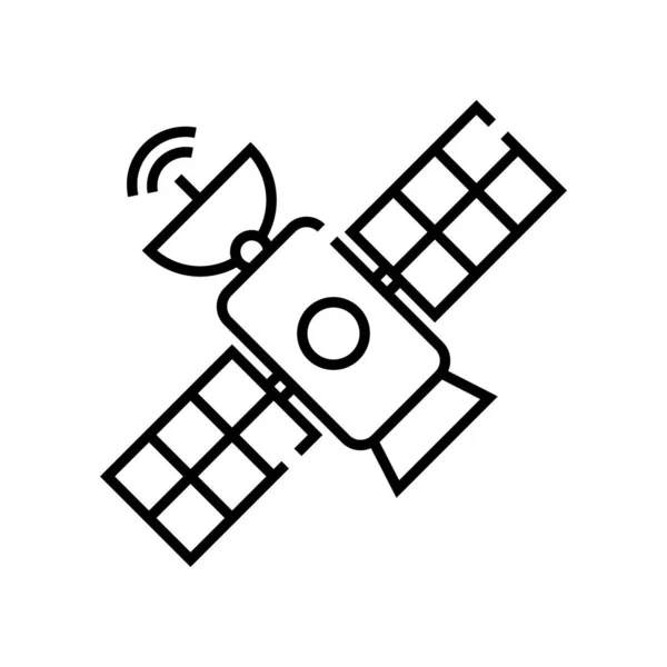 Icono de línea de satélite espacial, signo de concepto, ilustración de vector de contorno, símbolo lineal . — Archivo Imágenes Vectoriales