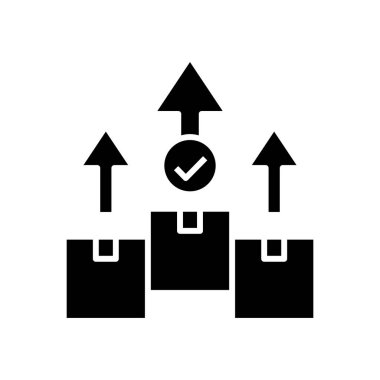 Siyah paket simgesi, konsept illüstrasyon, vektör düz sembol, kabartma işareti.