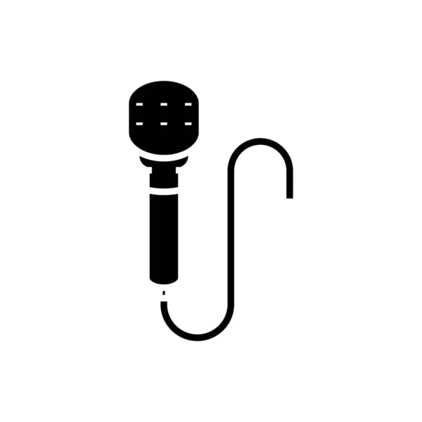 Microfono icona nera, illustrazione concettuale, simbolo piatto vettoriale, segno di glifo . — Vettoriale Stock