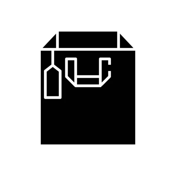 Förpackningssäck svart ikon, begrepp illustration, vektor platt symbol, glyf tecken. — Stock vektor