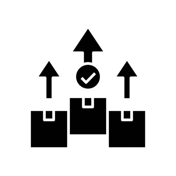 Icône noire de colis, illustration de concept, symbole plat vectoriel, signe de glyphe . — Image vectorielle