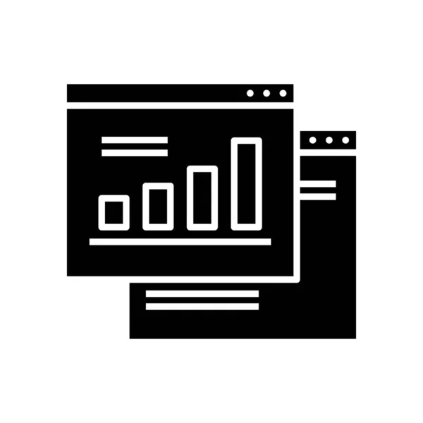 Černá ikona online grafu, koncept ilustrace, vektorový plochý symbol, znak glyfu. — Stockový vektor