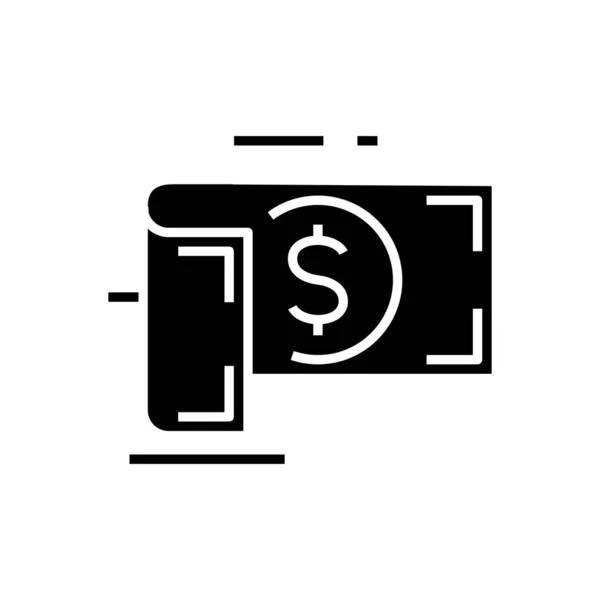 Money payment black icon, concept illustration, vector flat symbol, glyph sign. — Stock Vector