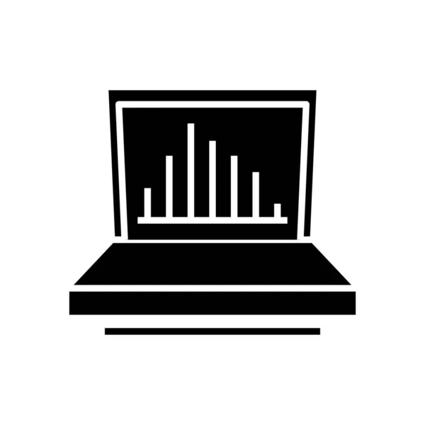 Grafici online icona nera, illustrazione concettuale, simbolo piatto vettoriale, segno di glifo . — Vettoriale Stock