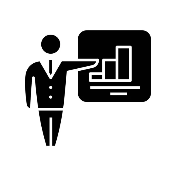 Marketingová prezentace černá ikona, koncept ilustrace, vektorový plochý symbol, značka glyph. — Stockový vektor