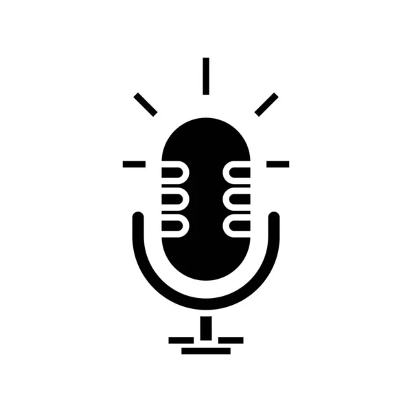 Icône noire de microphone, illustration de concept, symbole plat de vecteur, signe de glyphe . — Image vectorielle