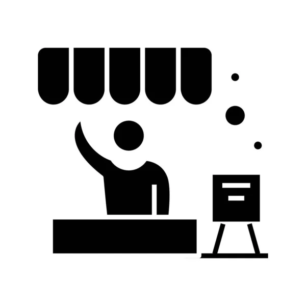 Market black icon, concept illustration, vector flat symbol, glyph sign. — Stock Vector