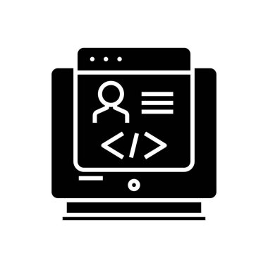 Kişisel bilgi simgesi, konsept illüstrasyon, vektör düz sembol, kabartma işareti.