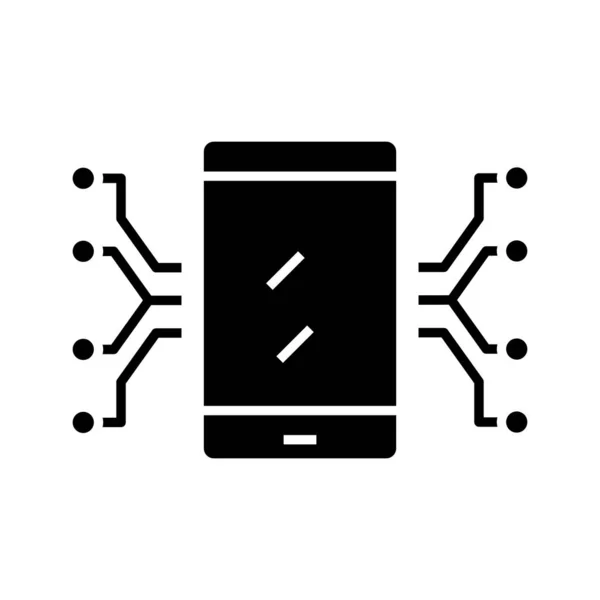 Composants mobiles icône noire, illustration de concept, symbole plat vectoriel, panneau de glyphe . — Image vectorielle