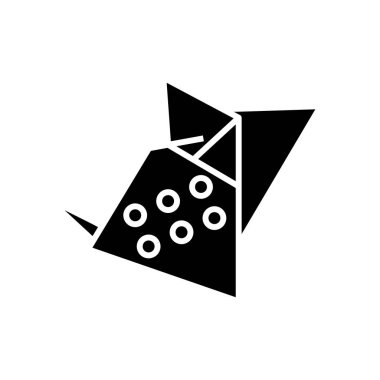 Origami siyah simgesi, konsept illüstrasyon, vektör düz sembol, kabartma işareti.