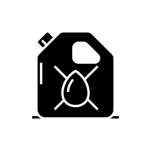 Gasolina pode ícone preto, ilustração conceito, símbolo plano vetorial, sinal de glifo . —  Vetores de Stock