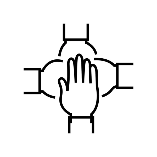 Ikona umowy o pracę zespołową, znak koncepcyjny, ilustracja wektora zarysu, symbol liniowy. — Wektor stockowy