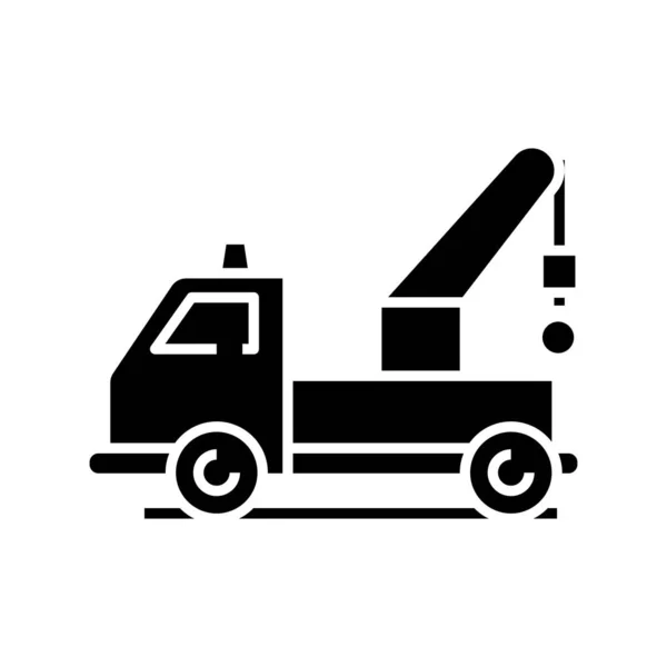 Carregador mecânico ícone preto, ilustração conceito, símbolo plano vetorial, sinal de glifo . —  Vetores de Stock