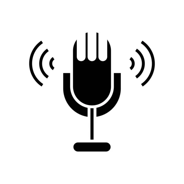 Microphone speech black icon, concept illustration, vector flat symbol, glyph sign. — Stock Vector