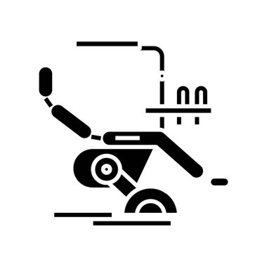 Hastalar sandalye siyah simge, konsept çizim, vektör düz sembol, kabartma işareti.