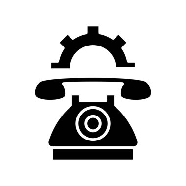 Telefon ayarları siyah simge, konsept illüstrasyon, vektör düz sembol, sembol işareti.
