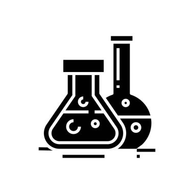 İlaç sıvısı simgesi, konsept illüstrasyon, vektör düz sembol, kabartma işareti.