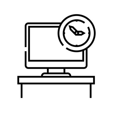 Zaman yönetimi çizgi simgesi, konsept işareti, özet vektör illüstrasyonu, doğrusal sembol.