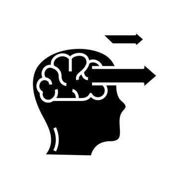 Zihin yönleri siyah simge, konsept çizim, vektör düz sembol, kabartma işareti.