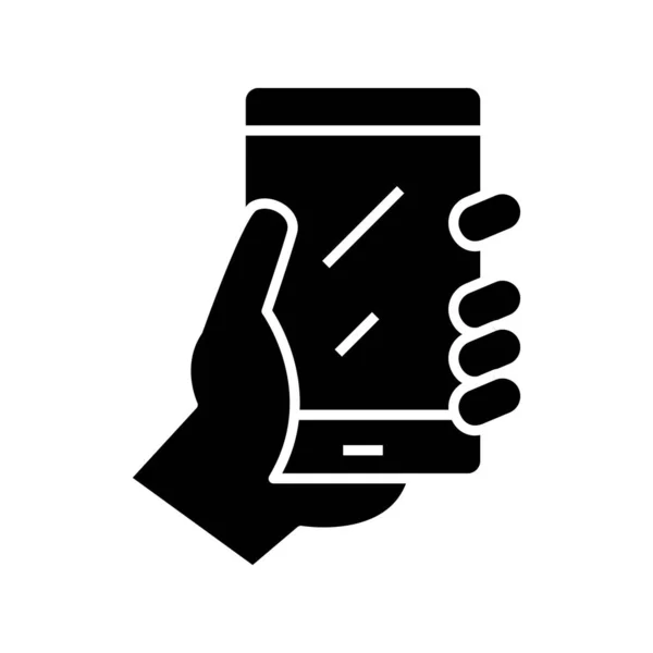 Icono negro del teléfono móvil, ilustración del concepto, símbolo plano del vector, signo del glifo . — Vector de stock