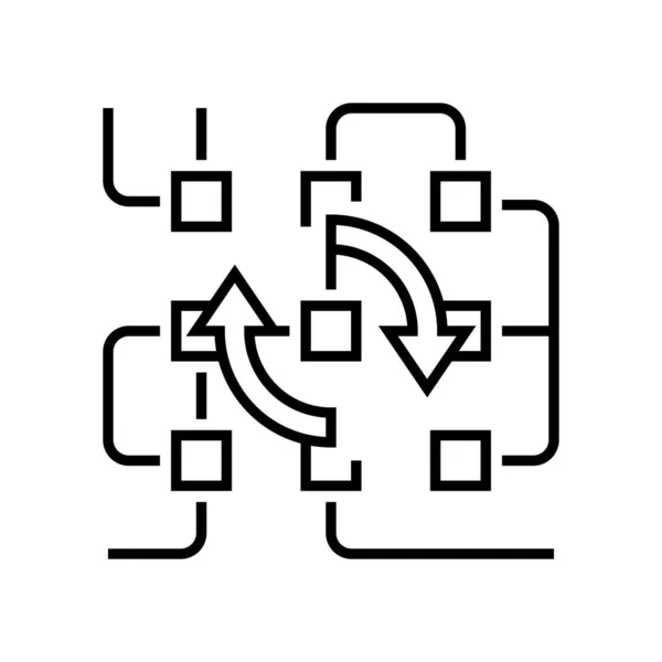 Techno ícone de linha de chip, sinal de conceito, ilustração do vetor de contorno, símbolo linear . —  Vetores de Stock