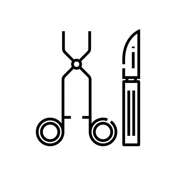 Ferramentas cirúrgicas ícone de linha, sinal de conceito, ilustração do vetor de contorno, símbolo linear . — Vetor de Stock