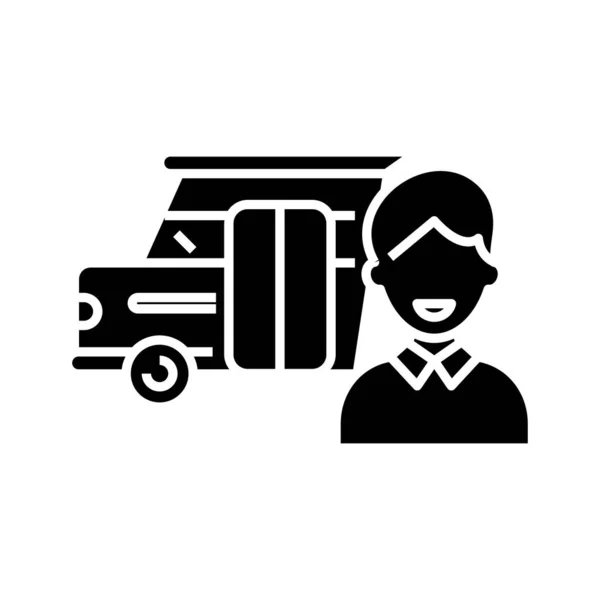 Passenger transport black icon, concept illustration, vector flat symbol, glyph sign. — Stock Vector