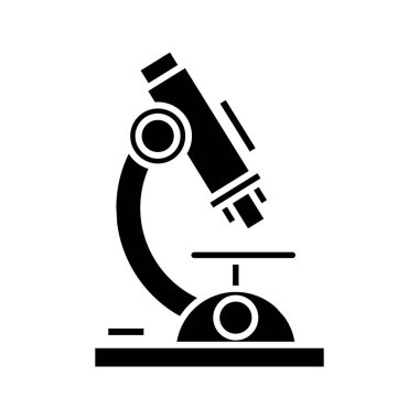 Mikroskop siyah simgesi, konsept illüstrasyon, vektör düz sembol, kabartma işareti.