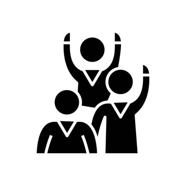 Panel discussion black icon, concept illustration, vector flat symbol, glyph sign.