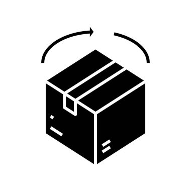 Percel box black icon, concept illustration, vector flat symbol, glyph sign.