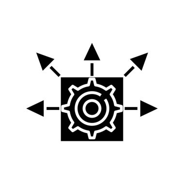 Mechanisation system black icon, concept illustration, vector flat symbol, glyph sign.