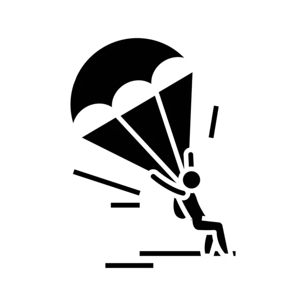 Parapente icône noire, illustration de concept, symbole plat vectoriel, signe de glyphe . — Image vectorielle