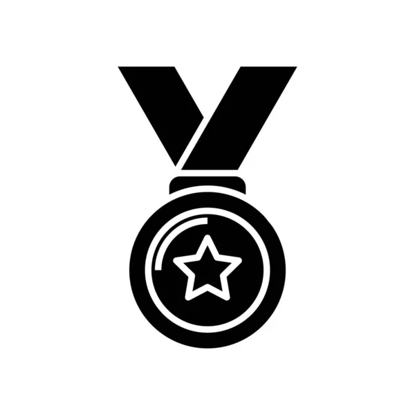 Medal black icon, concept illustration, vector flat symbol, glyph sign. — 图库矢量图片