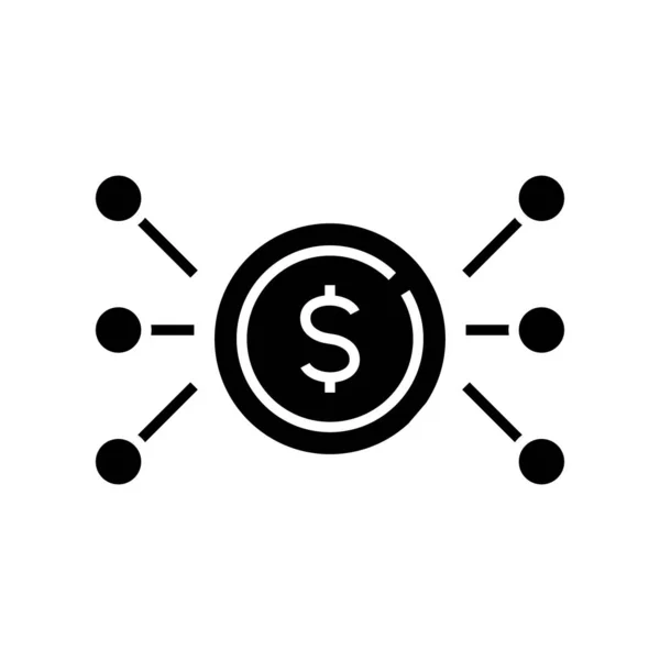 Money distribution black icon, concept illustration, vector flat symbol, glyph sign. — Stok Vektör