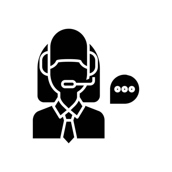 Operador icono negro, concepto de ilustración, vector de símbolo plano, signo de glifo . — Vector de stock