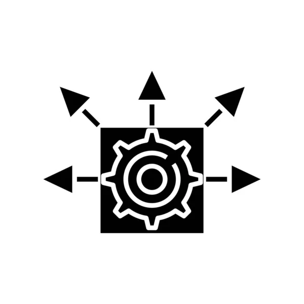 Sistema de mecanização ícone preto, ilustração conceitual, símbolo plano vetorial, sinal de glifo . —  Vetores de Stock