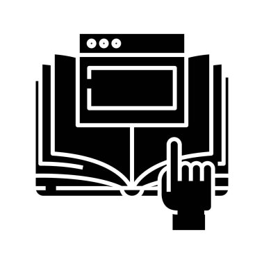 Çevrimiçi öğrenme simgesi, konsept illüstrasyon, vektör düz sembol, kabartma işareti.