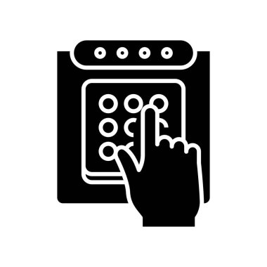 Password enter black icon, concept illustration, vector flat symbol, glyph sign.