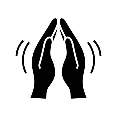 Palms combined together black icon, concept illustration, vector flat symbol, glyph sign.