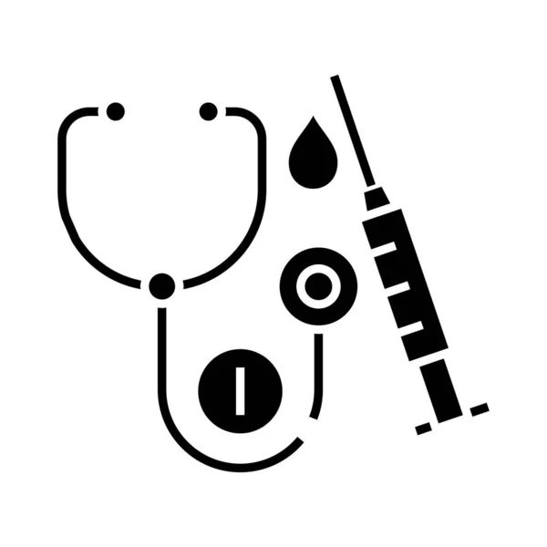 Terapia médica icono negro, concepto de ilustración, vector de símbolo plano, signo de glifo . — Vector de stock