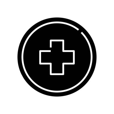 Medicine help black icon, concept illustration, vector flat symbol, glyph sign.
