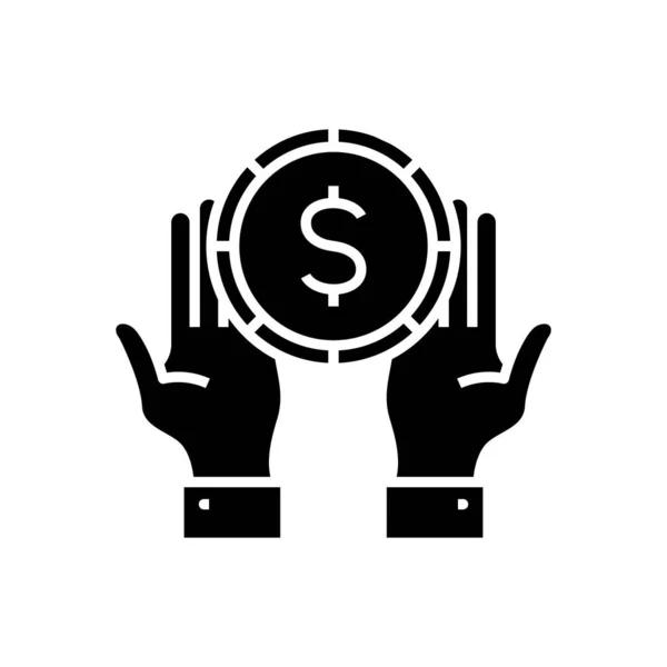 Money savings black icon, concept illustration, vector flat symbol, glyph sign. — Stock Vector