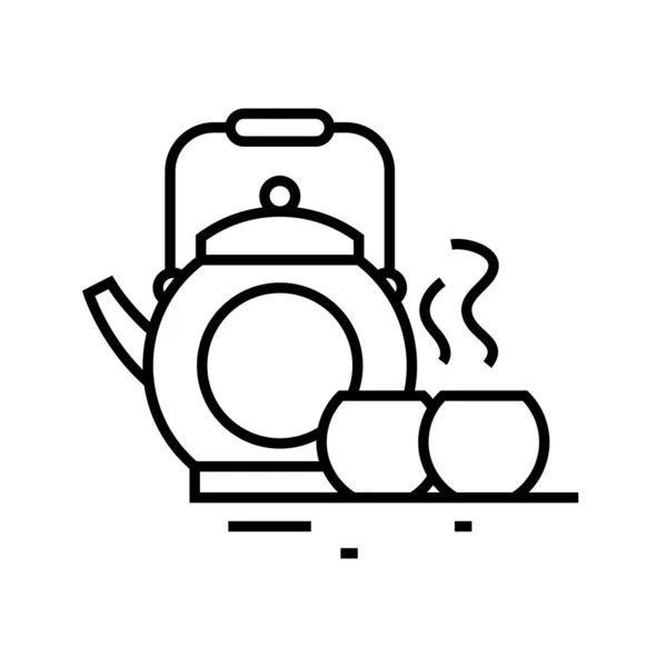 Tea ceremony line icon, concept sign, outline vector illustration, linear symbol. — Stockvector