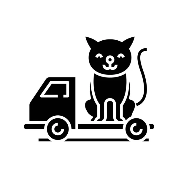 Icône noire de transport d'animaux de compagnie, illustration de concept, symbole plat vectoriel, signe de glyphe . — Image vectorielle