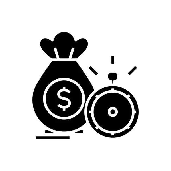Money and time black icon, concept illustration, vector flat symbol, glyph sign. — Stockvektor