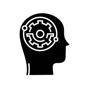 Mental process black icon, concept illustration, vector flat symbol, glyph sign.